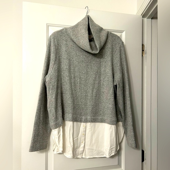 LOFT Sweaters - LOFT Grey Turtleneck Sweater with Shirt Bottom